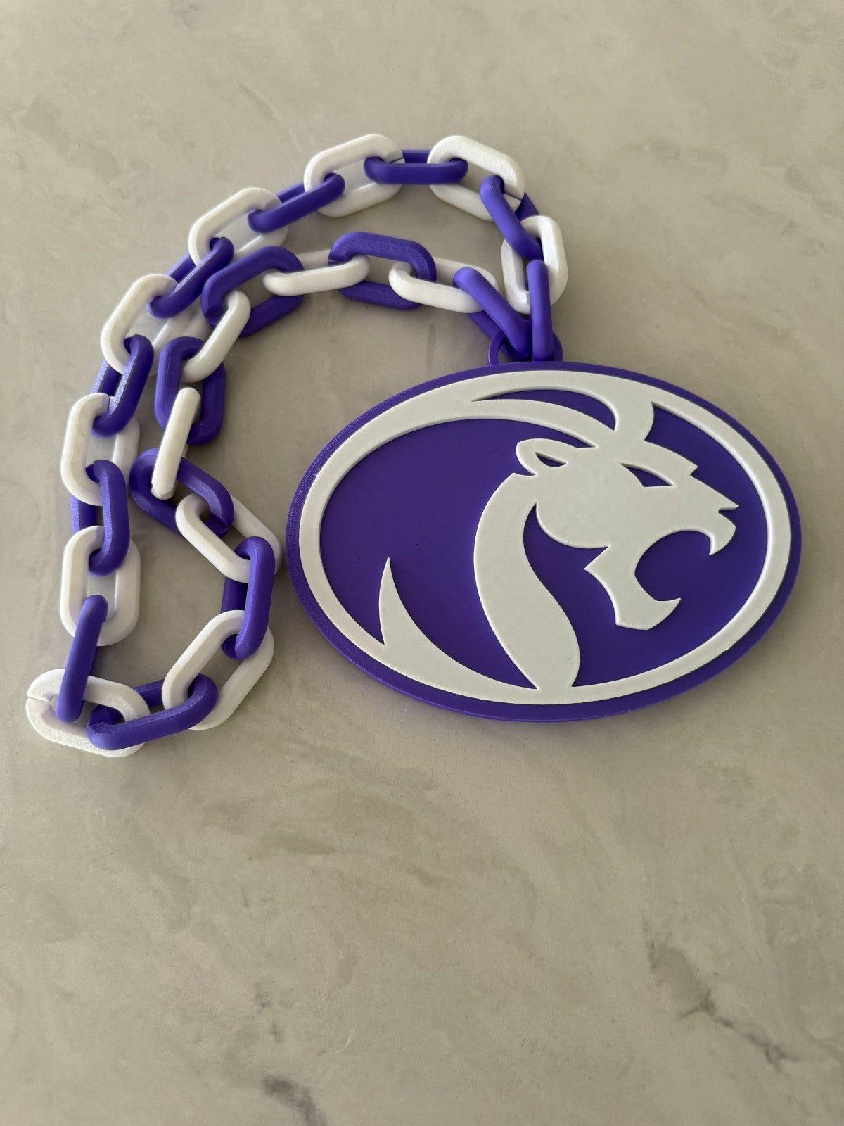 UNA Lions Oversized Necklace Hype Chain NCAA Fan Big Logo Purple Gold