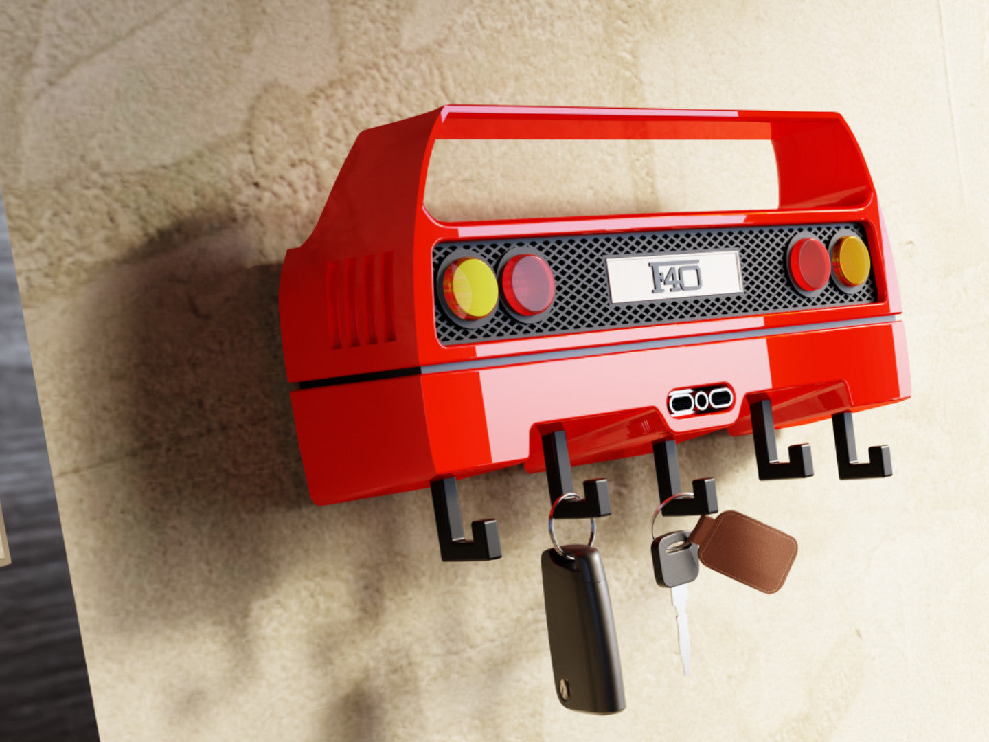 Classic Exotic Car Inspired Key Holder – Red Retro Supercar Wall Mount Organizer