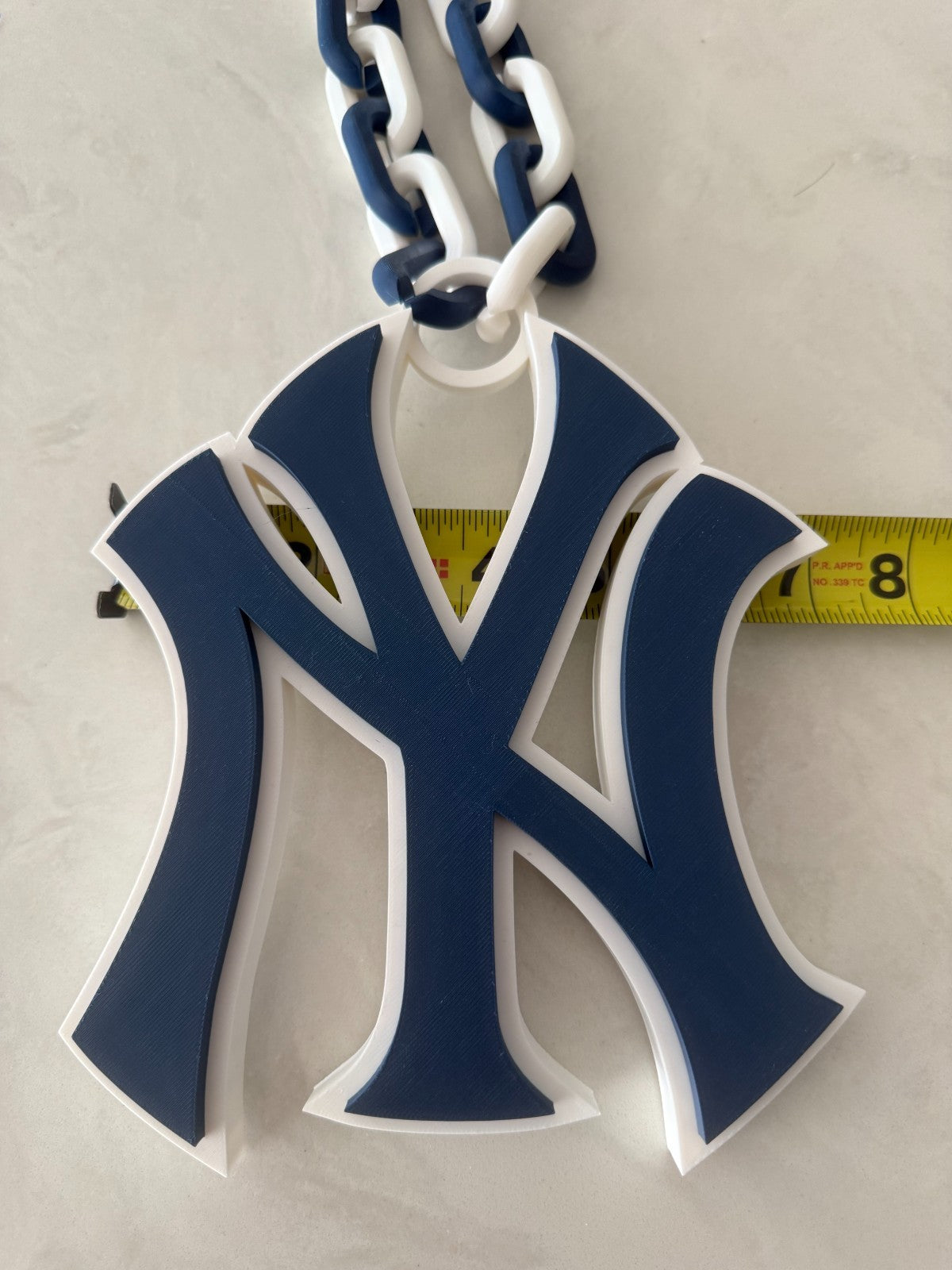 New York Yankees Oversized Necklace, Logo Pendant Handmade 3D Printed