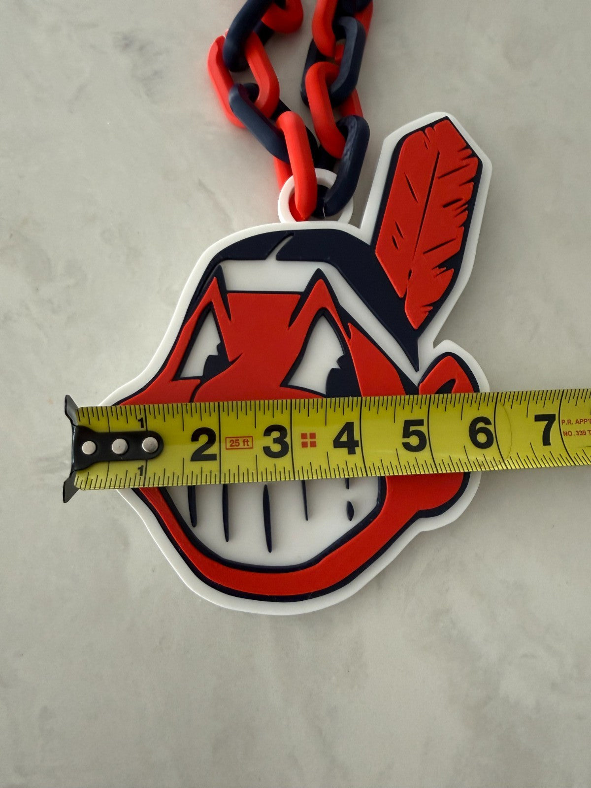 Cleveland Chief Wahoo Oversized Logo Necklace And Chain