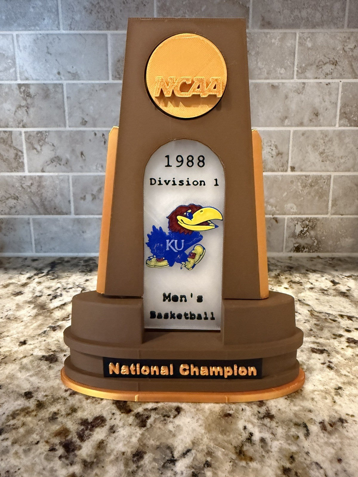 Kansas Jayhawks  4 total ncaa national champion trophy. 3d printed. Custom made