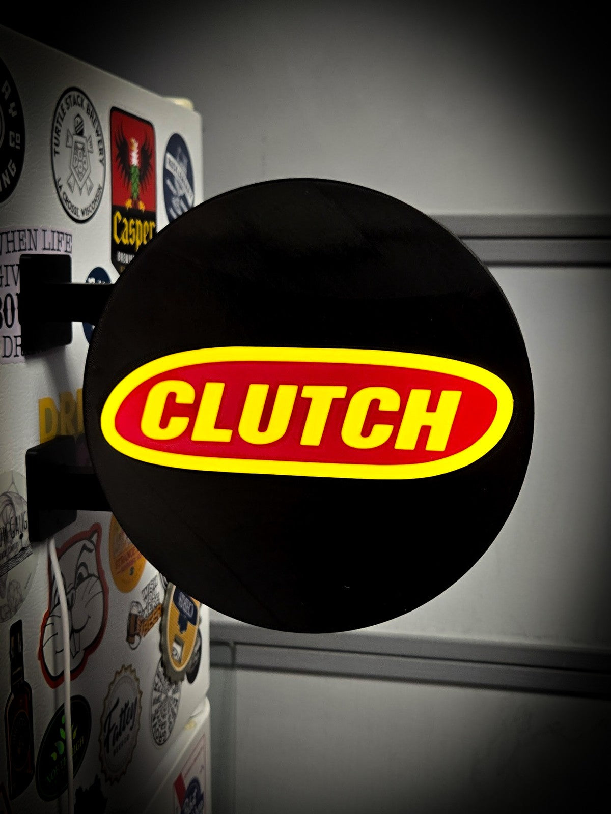 CLUTCH 12 Inch Light Box LED Sign 3D Printed Wall Decor Man Cave Garage