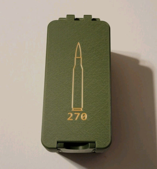 270 Ammo Box Snap Lock 50 rd 3D Printed Storage Olive Green Gold Pla
