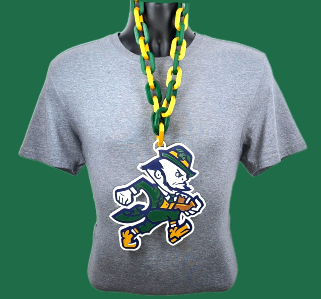 Notre Dame Fighting Irish Fan Chain NCAA Oversized Necklace Football Leprechaun