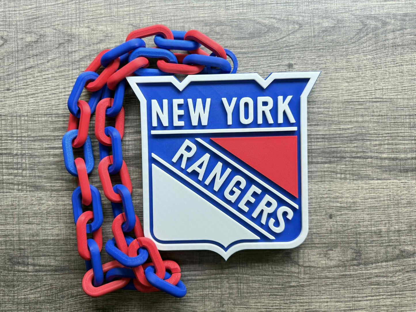 New York Rangers Logo Oversized Necklace, Pendant Chain [Made To Order]