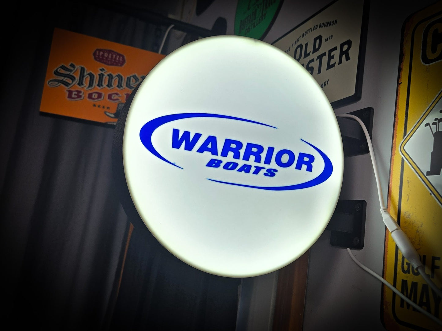 WARRIOR BOATS 12 Inch Light Box LED Sign 3D Printed Wall Decor Man Cave Garage