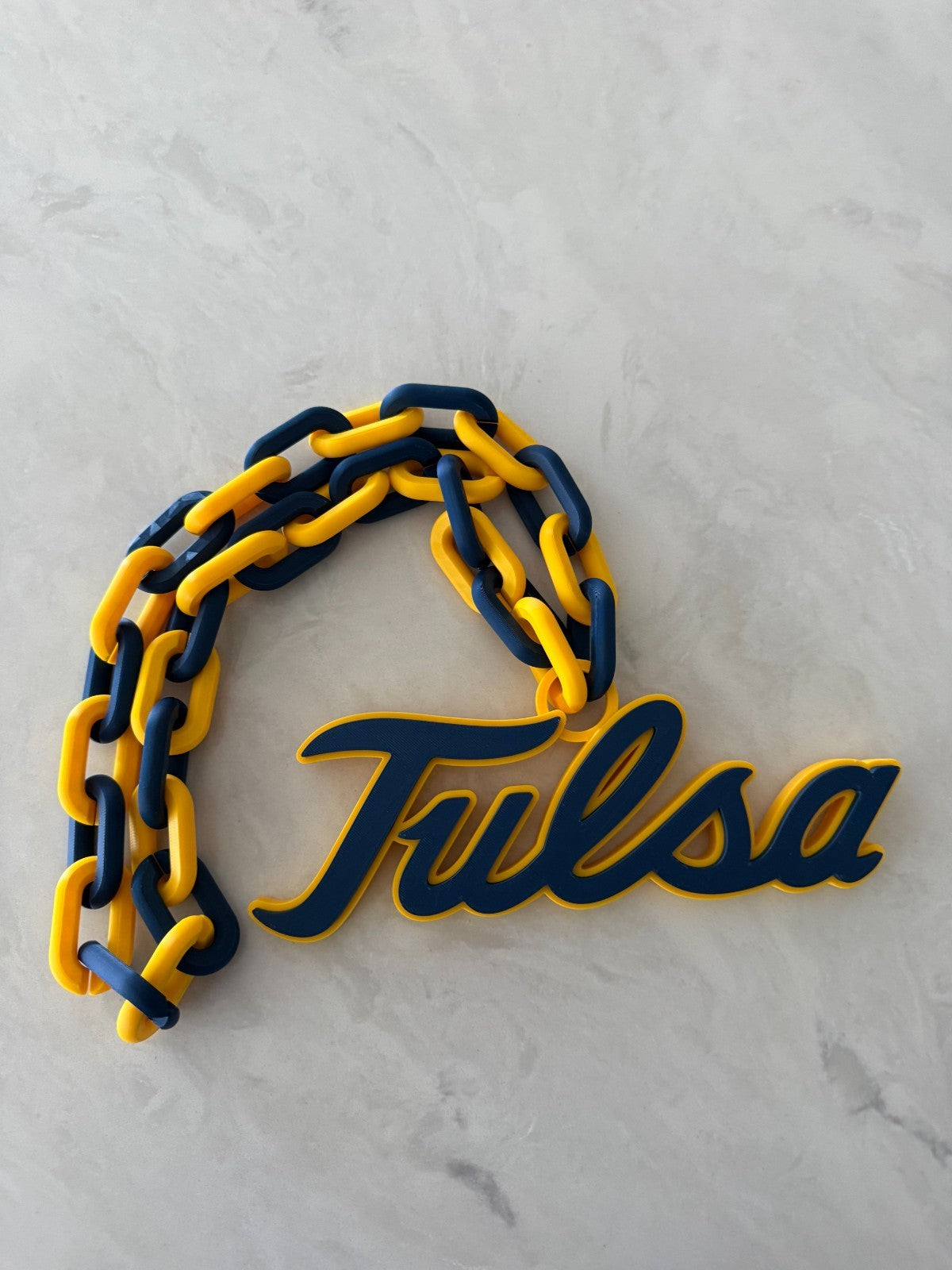 Tulsa Golden Hurricane Oversized Necklace Turnover Chain HandMade 3D Printed