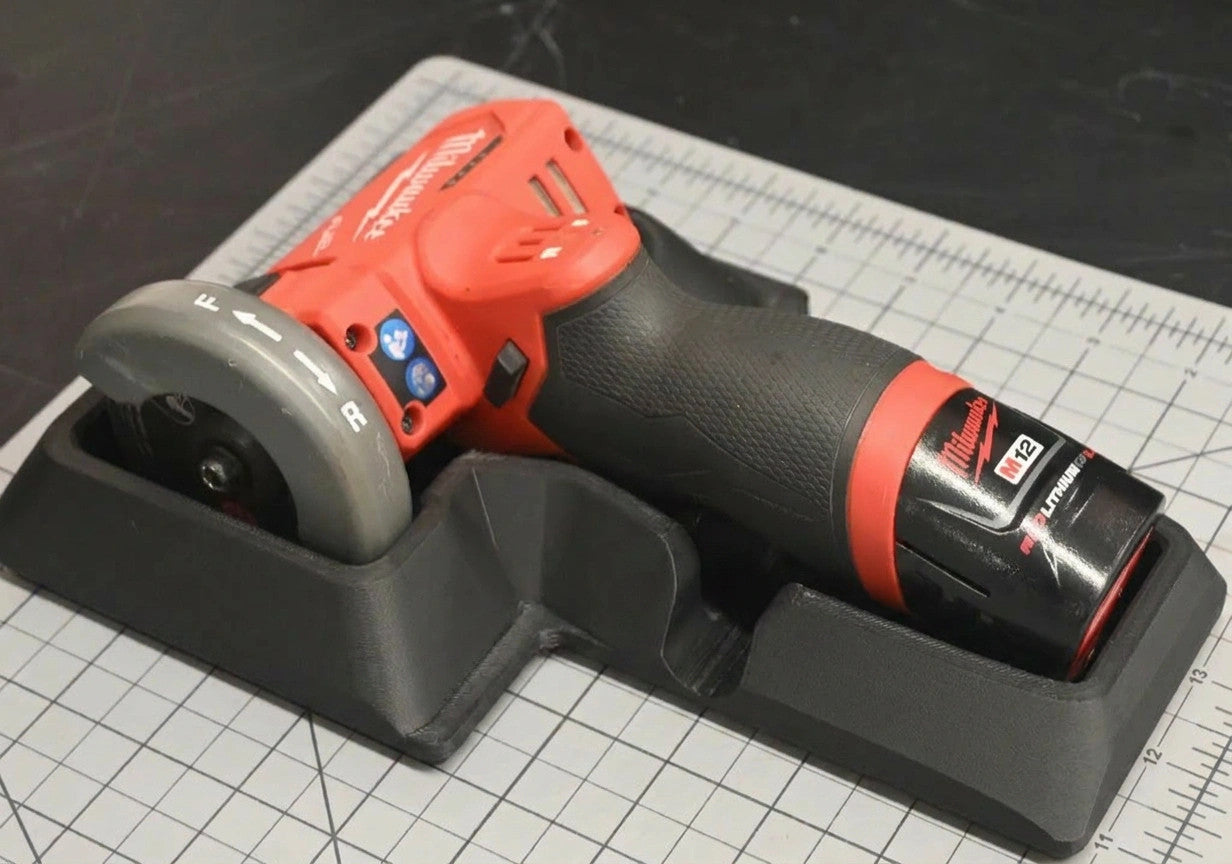 Fits Milwaukee M12 Battery Gridfinity Shadow Tray Holds 3 Batteries (Tray Only)