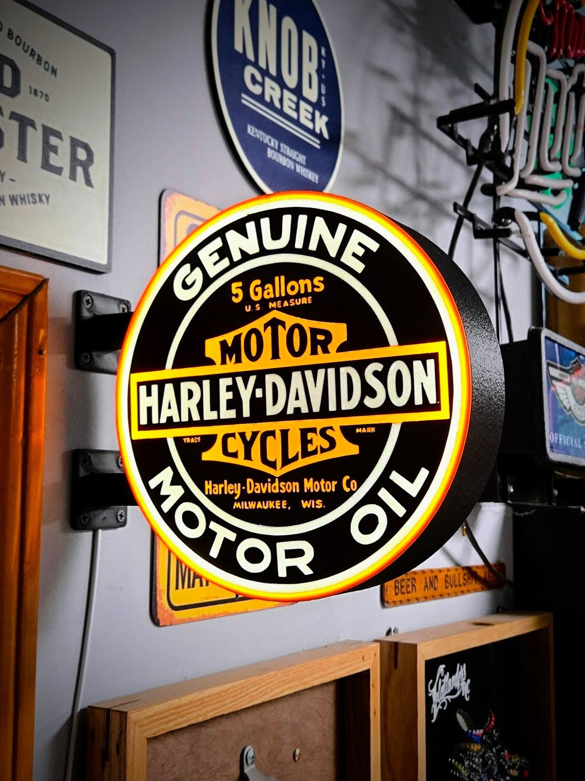 HARLEY DAVIDSON 12 Inch Light Box LED Sign 3D Printed Wall Decor Man Cave Garage