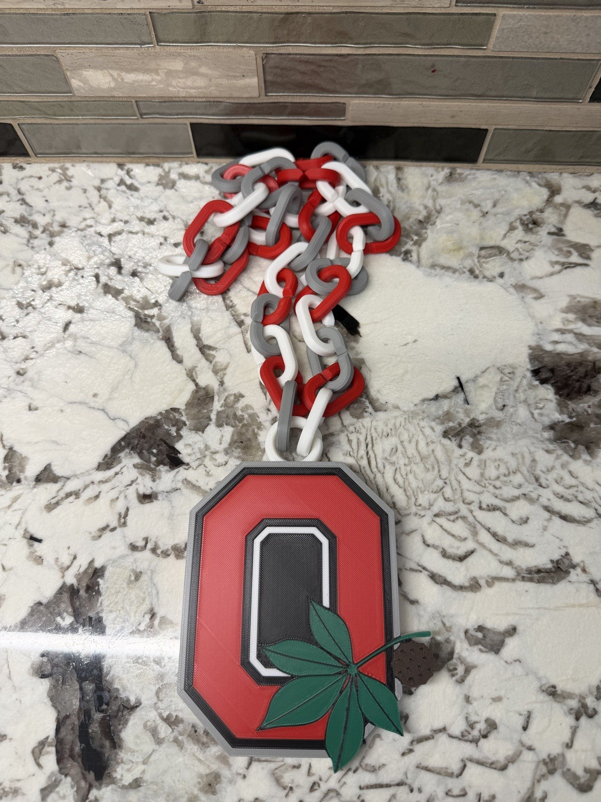 Ohio State Inspired Hype Chain O Buckeye Necklace | 4.75” Pendant | 36” Chain