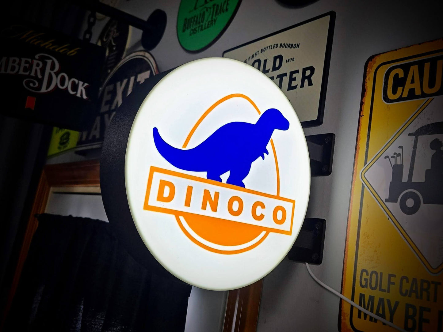 Dinoco Style Racing 12 Inch Light Box LED Sign 3D Printed Wall Decor Man Cave