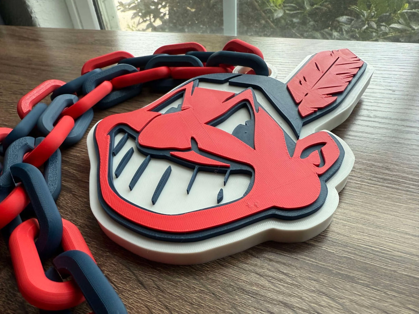 Cleveland Indians Chief Wahoo Oversized Necklace, Pendant Chain [Made to Order]