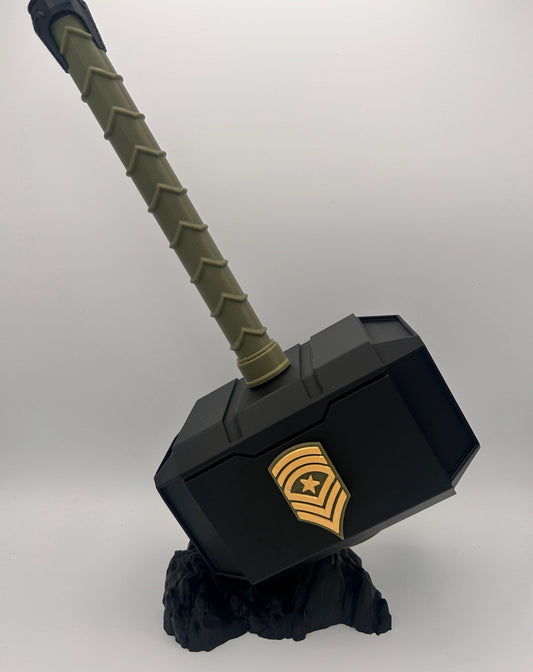 Master Sergeant themed Mjolnir Thor's Hammer BASE NOT INCLUDED