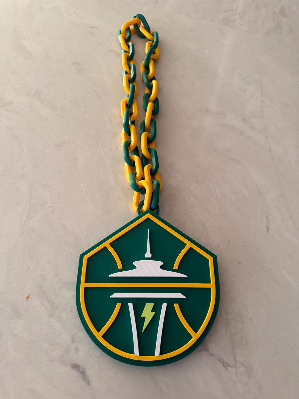 Seattle Storm Oversized Necklace, Hype Chain WNBA Handmade 3D Printed