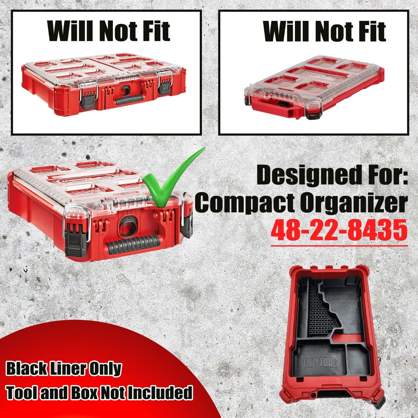 M18 Fuel 1/4" Hex Impact Driver Organizer for Milwaukee Compact Packout insert