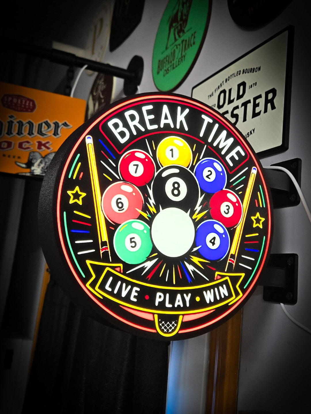 BILLIARDS Neon (8 Color) 12 Inch Light Box LED Sign 3D Printed Wall Decor