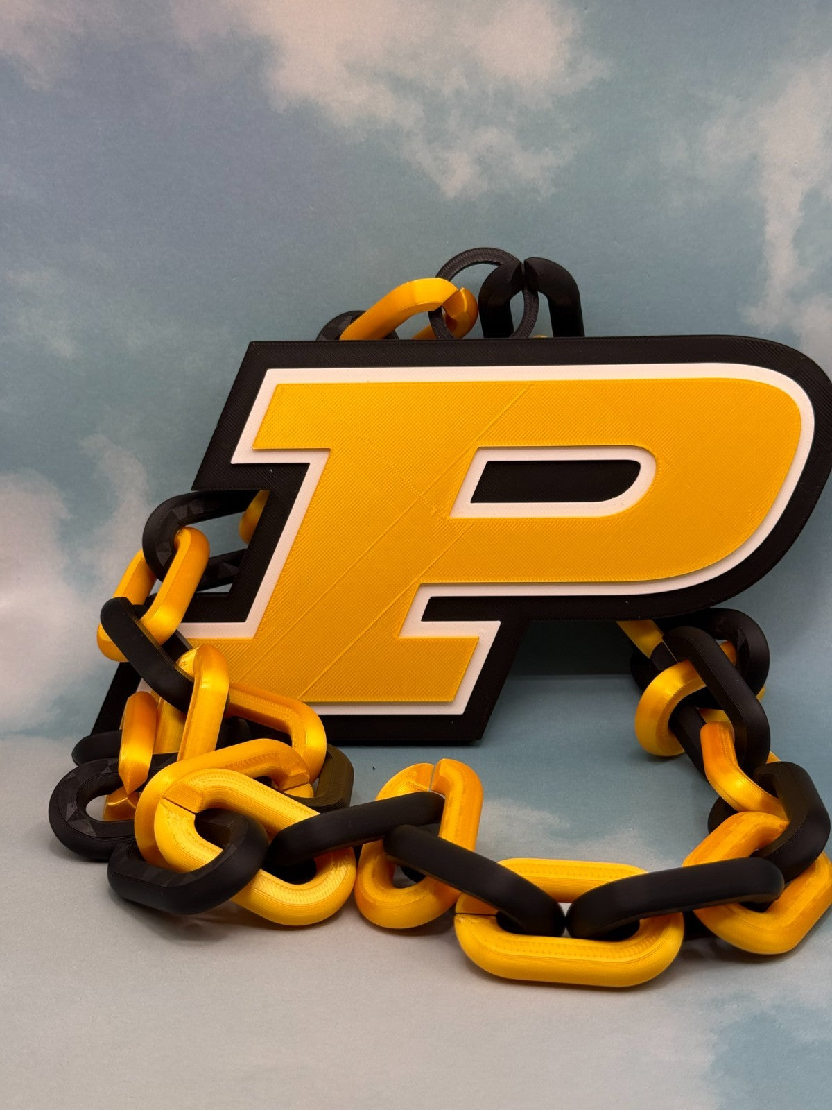 Purdue Boilermakers Logo Oversized Necklace Pendant Chain Handmade 3D Printed