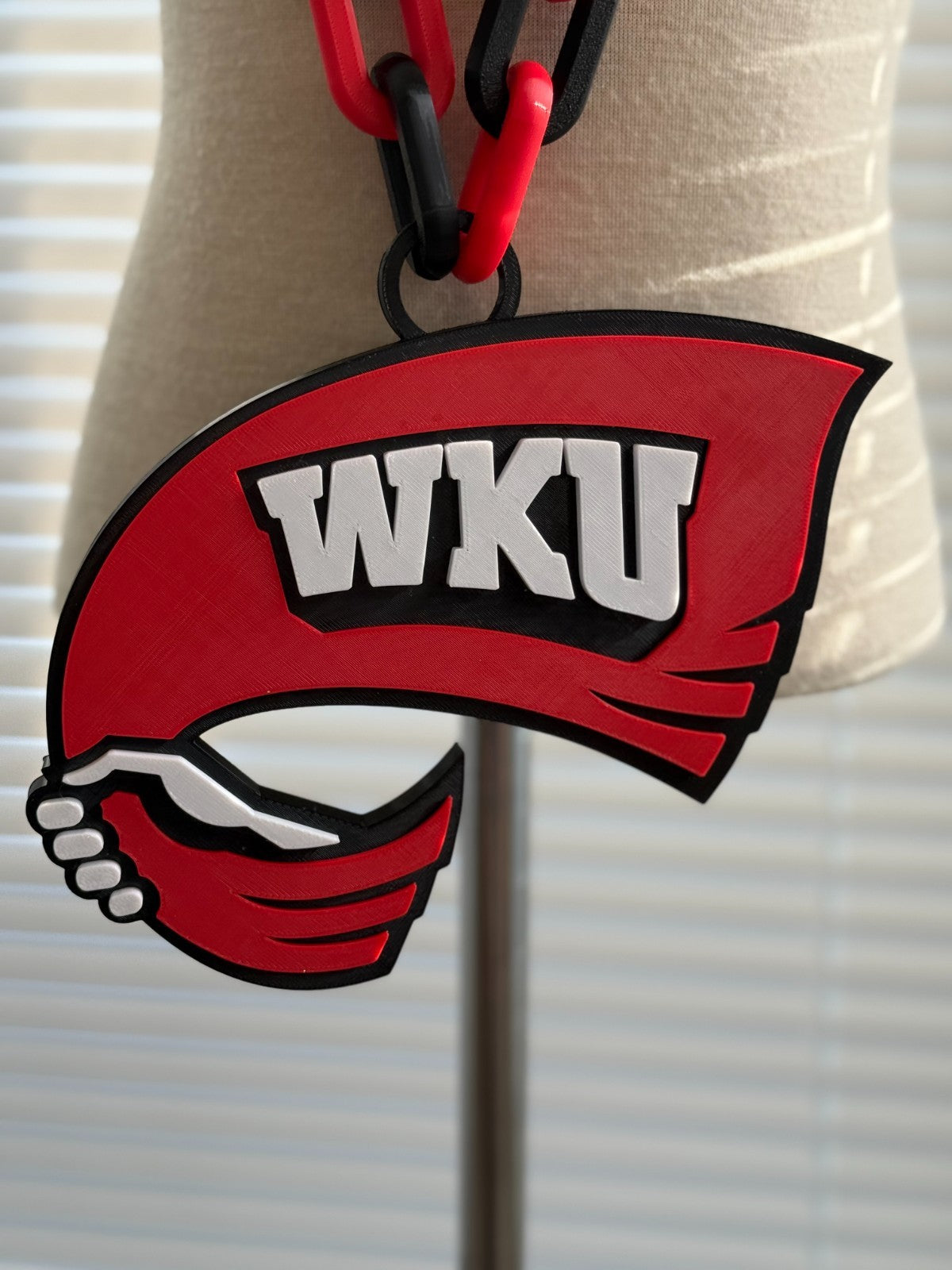 Western Kentucky Hilltoppers Logo Oversized Necklace, Pendant Chain