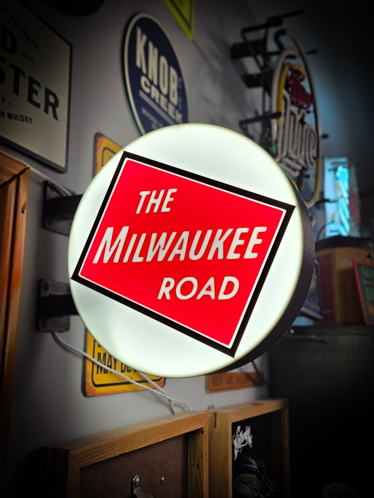 THE MILWAUKEE ROAD 12 Inch Light Box LED Sign 3D Printed Wall Decor Man Cave