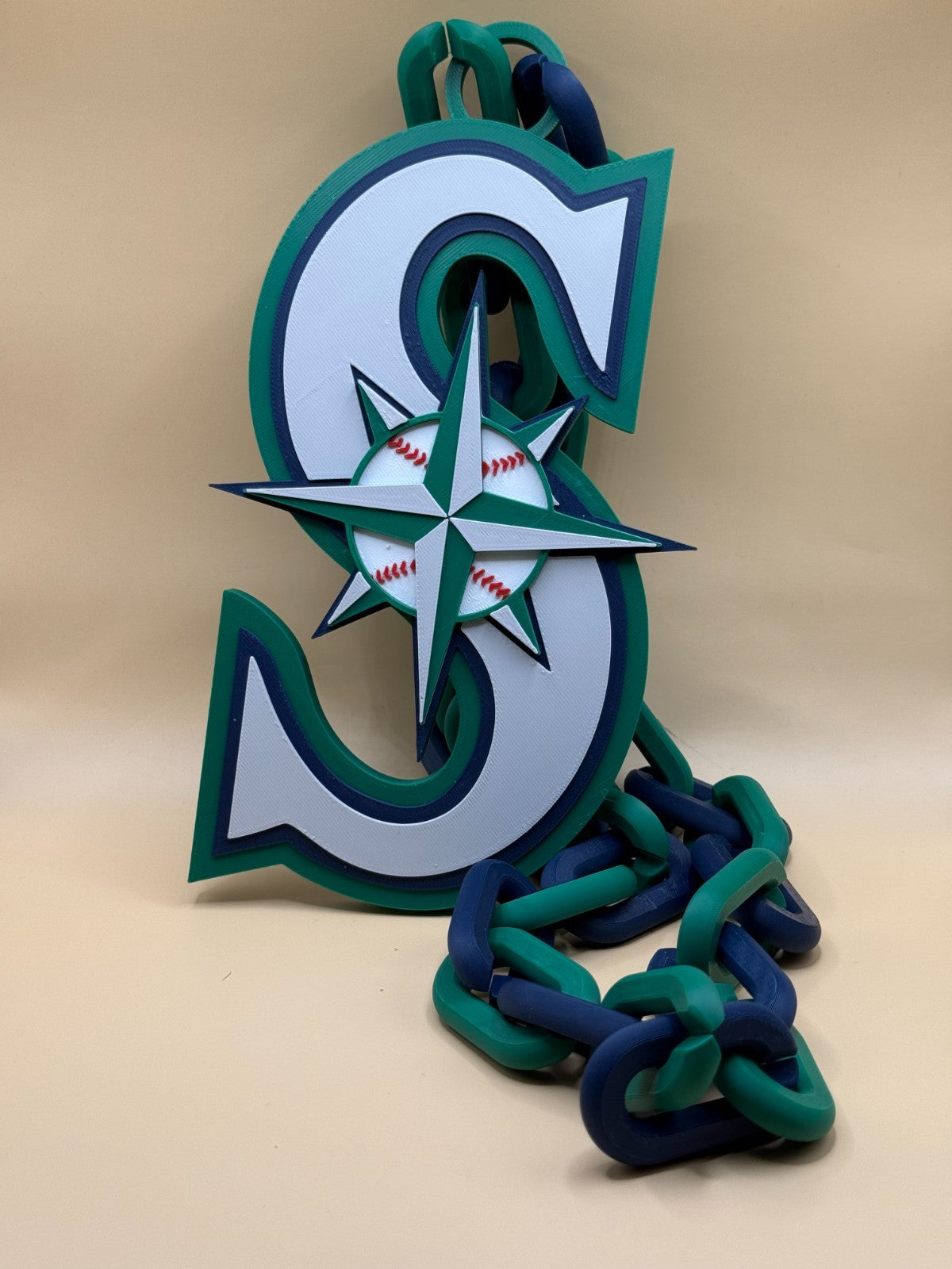 Seattle Mariners Oversized Turnover Chain Necklace, Pendant Handmade 3D Printed