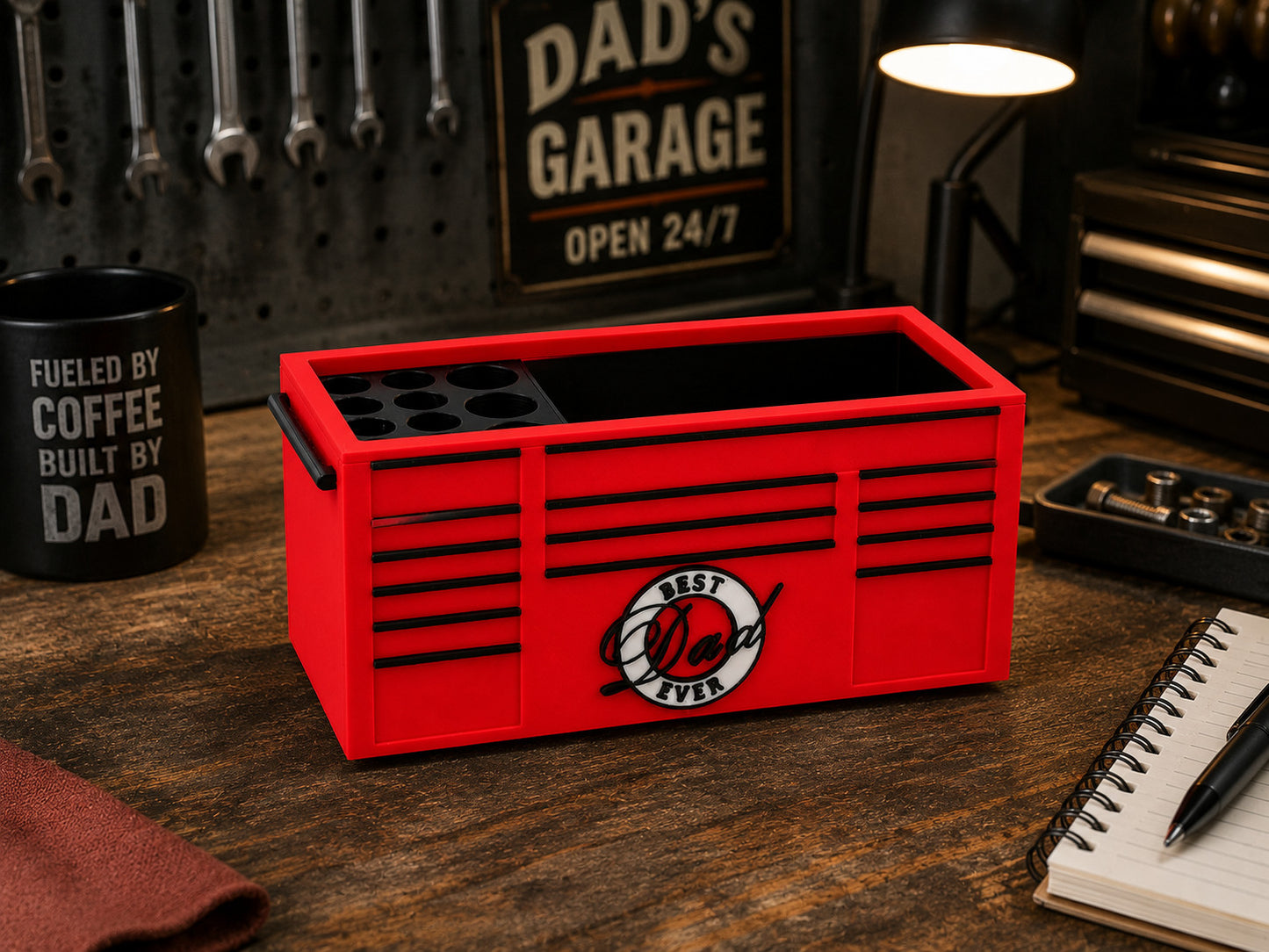 Toolbox Desk Organizer Best Dad | Father's Day Gift | Pen Holder | no lid