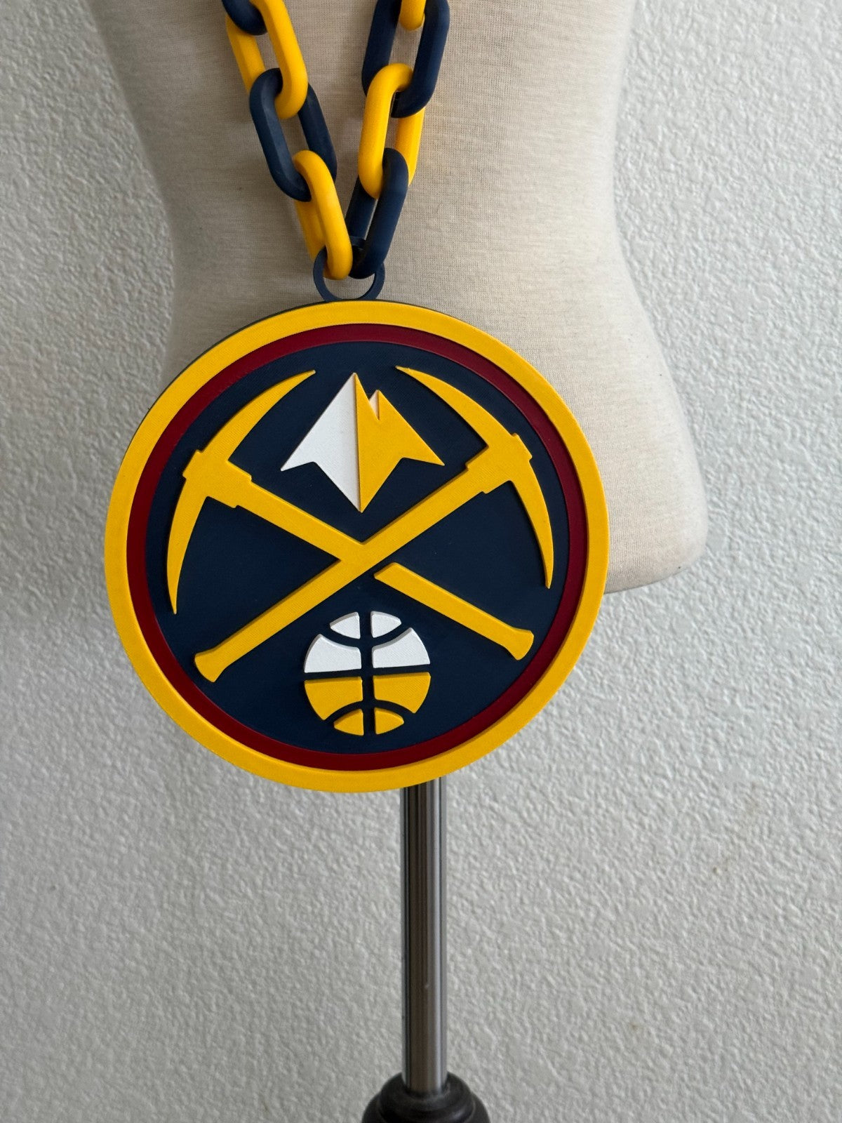 Denver Nuggets Oversized Logo Necklace Turnover Chain Handmade 3D Printed