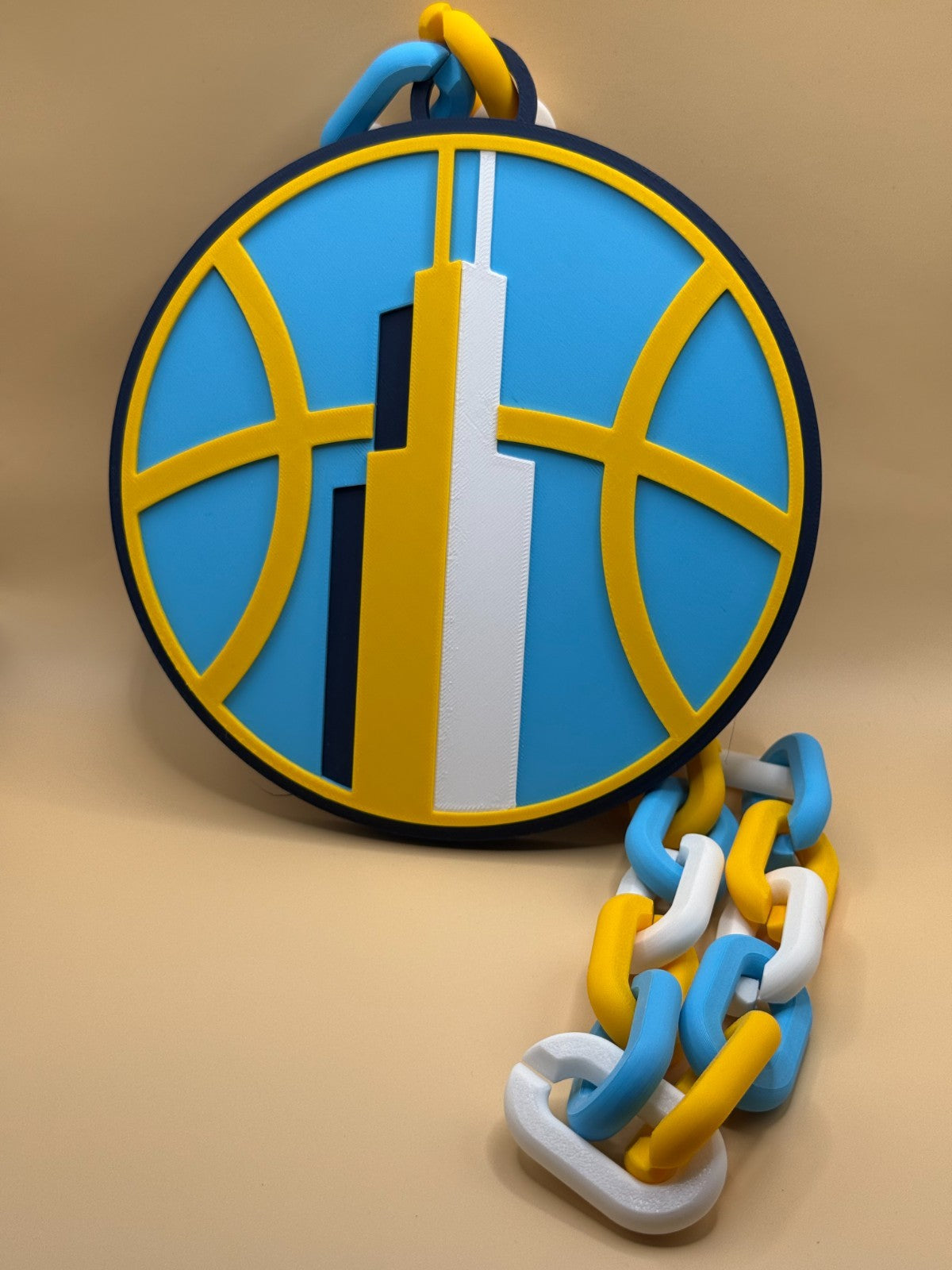 Chicago Sky Oversized Logo Necklace Hype Chain WNBA HandMade 3D Printed