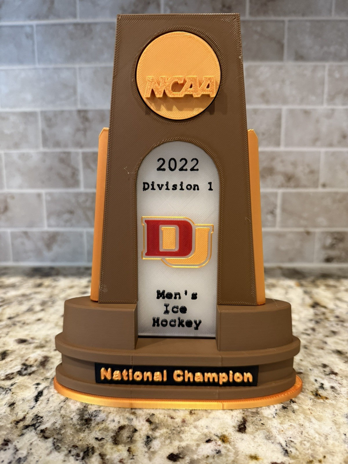 Denver pioneers 2022 hockey national championship trophy 3d printed custom