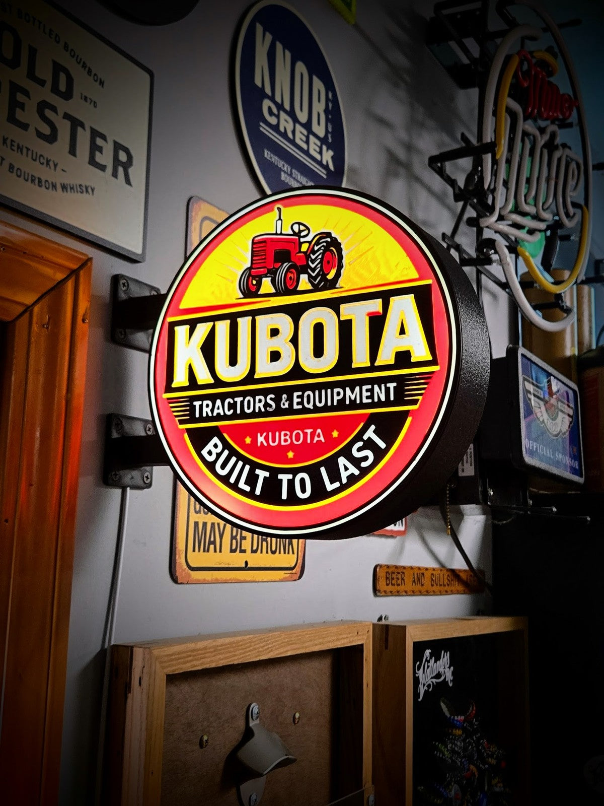 KUBOTA 12 Inch Light Box LED Sign 3D Printed Wall Decor Man Cave Garage