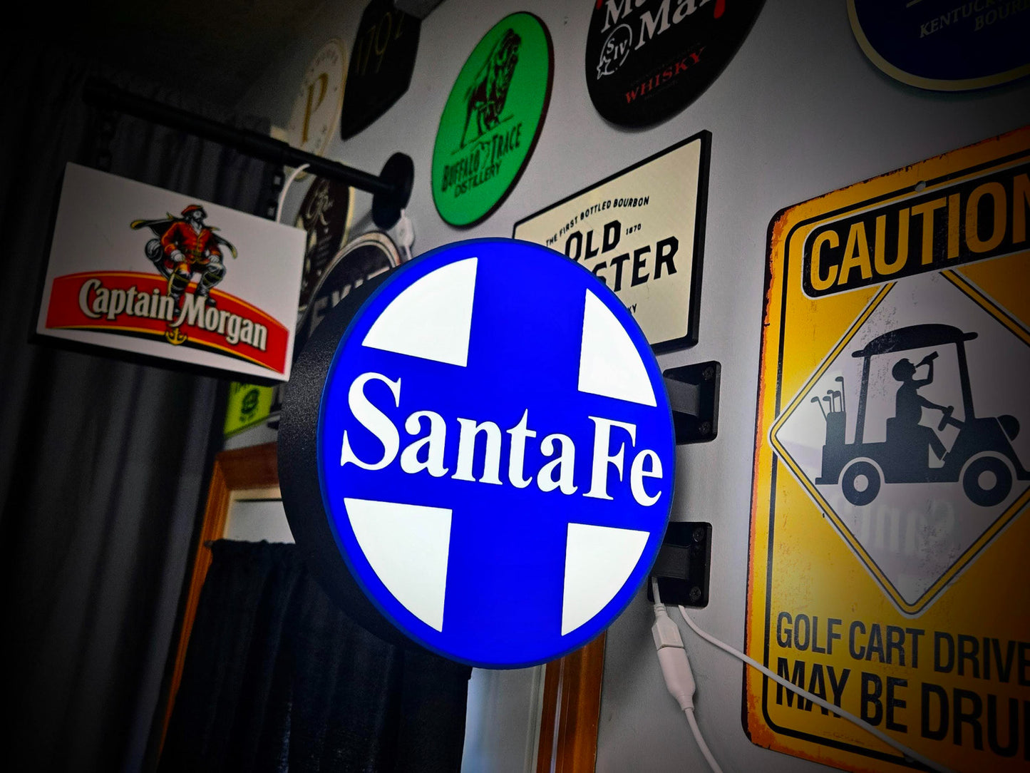 Santa Fe ~ Railroad 2-Sided LED Lightbox 12 Inch Light Box LED Sign Wall Decor