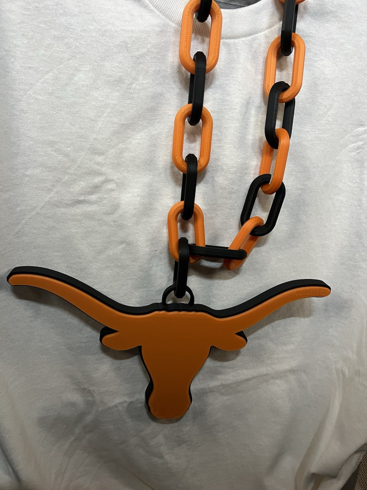 XL Texas Longhorn Medallion 3D Printed in PLA 42” Chain Link Style Necklace