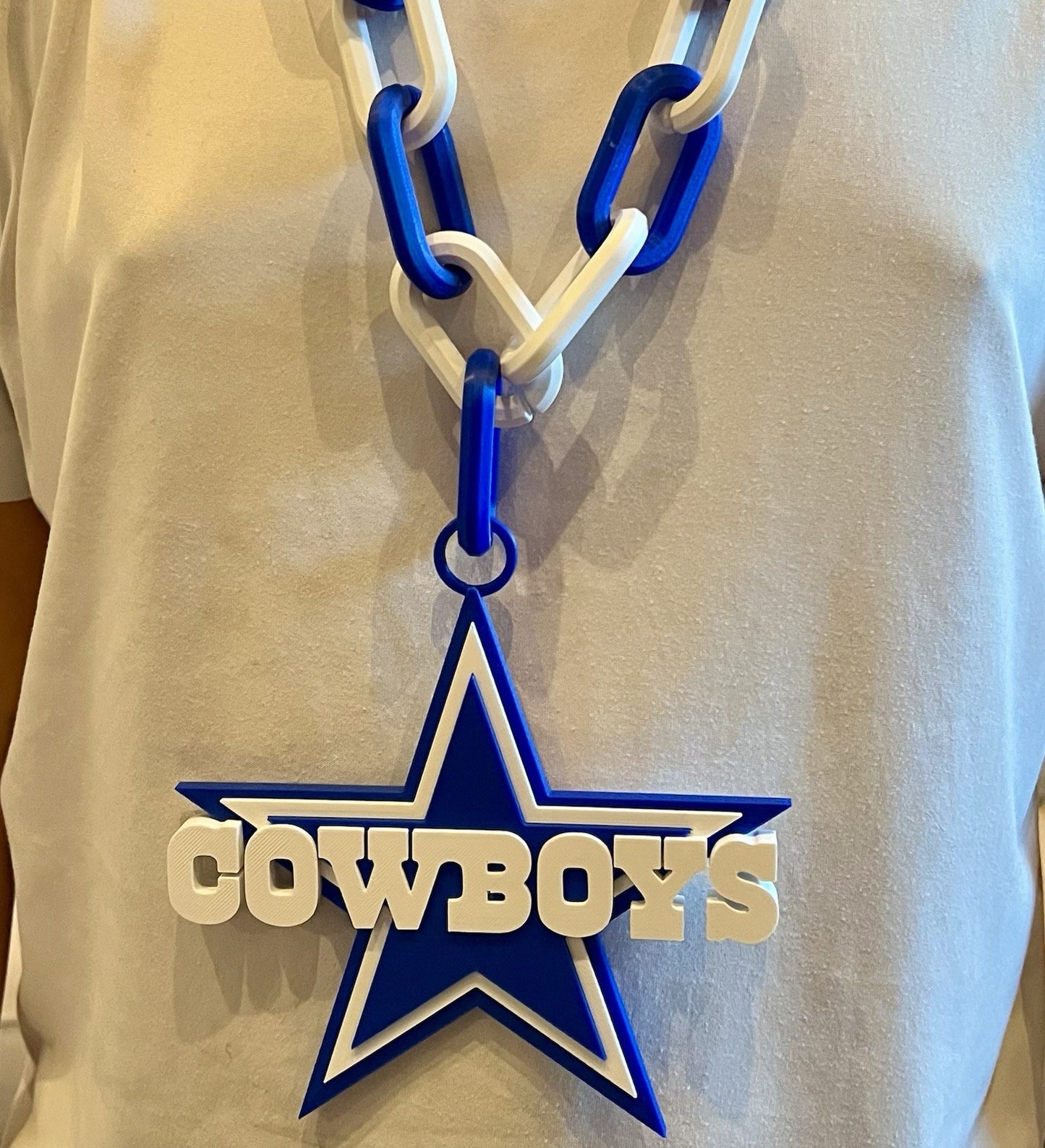 Dallas Cowboys Extra Large 3D Printed Fan Necklace Bold Chain Links 4 Game Day