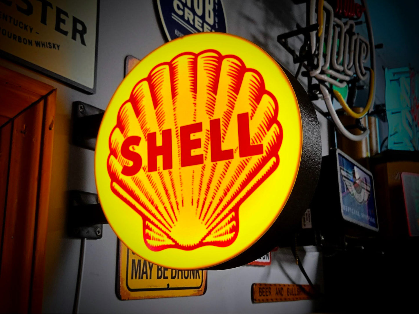 SHELL LOGO 12 Inch Light Box LED Sign 3D Printed Wall Decor Man Cave Garage