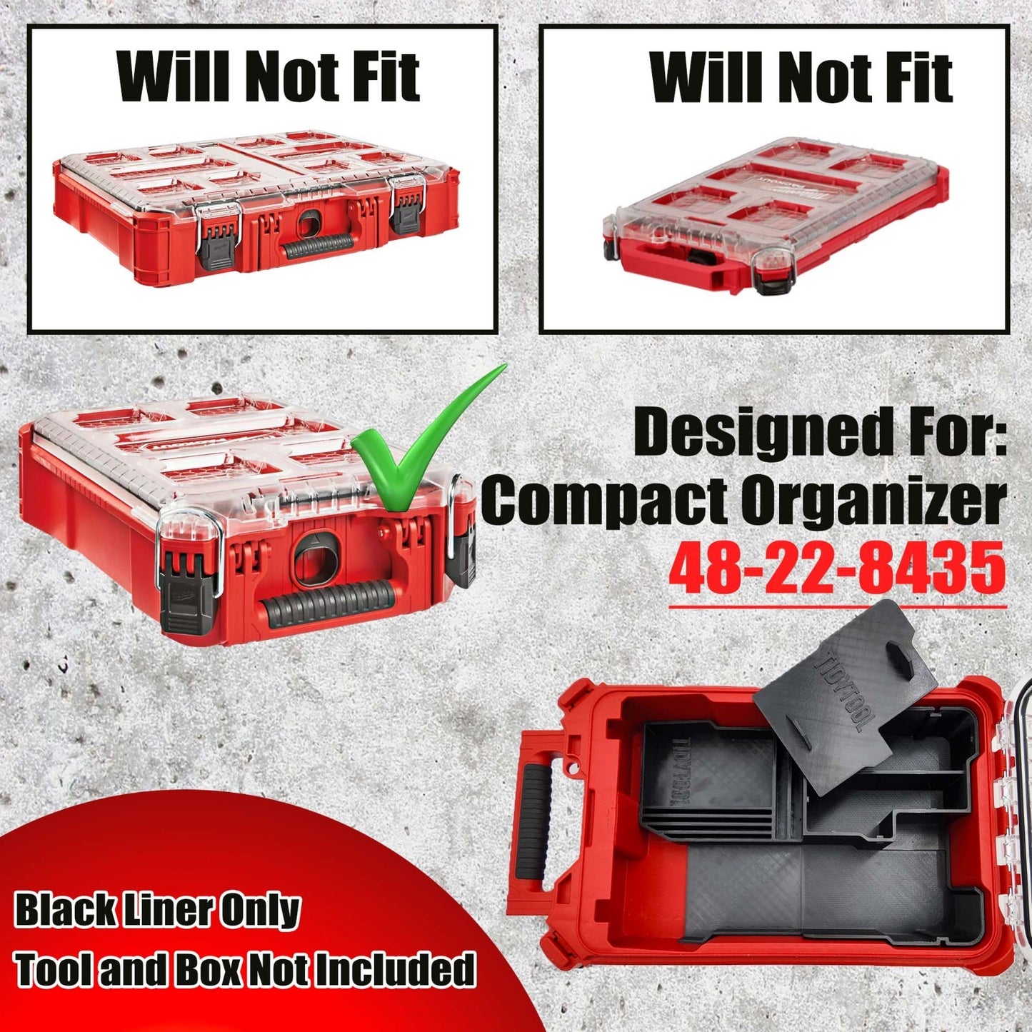M18 Multitool Organizer for Milwaukee Compact Packout insert 2836 and 2626