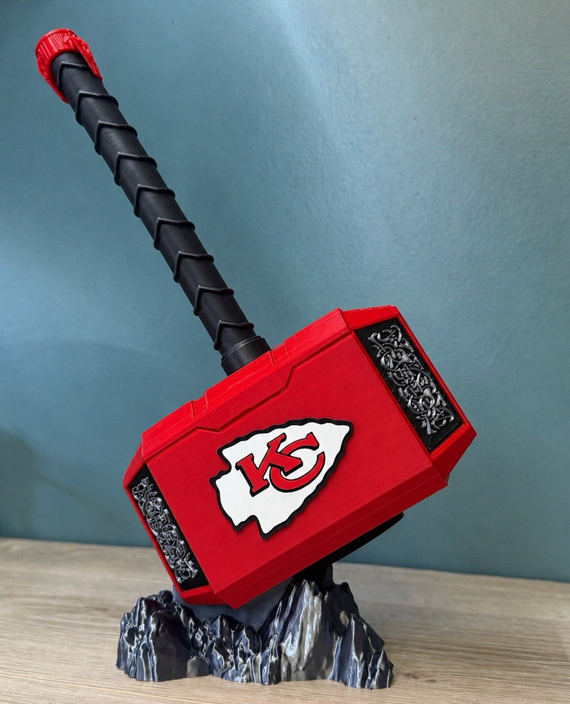 Kansas City Chiefs 13” Thor Hammer Mjolnir & Rock Memorabilia Man Cave Fan Gifts