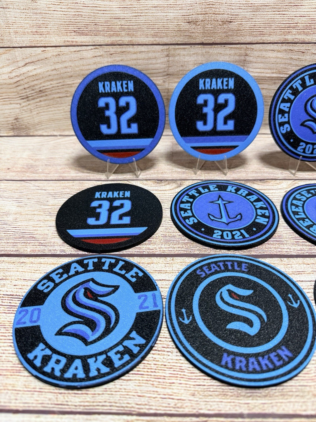 Seattle Kraken Custom Drink Coasters Set Of 4 With Holder