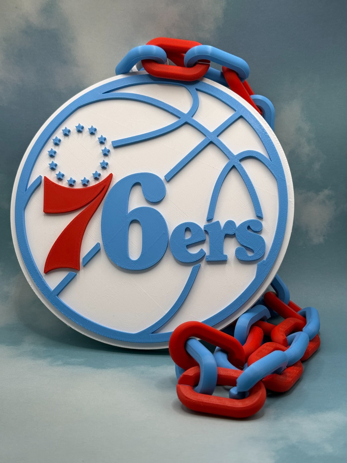 Philadelphia 76ers Oversized Necklace Pendant Turnover Chain Handmade 3D Printed