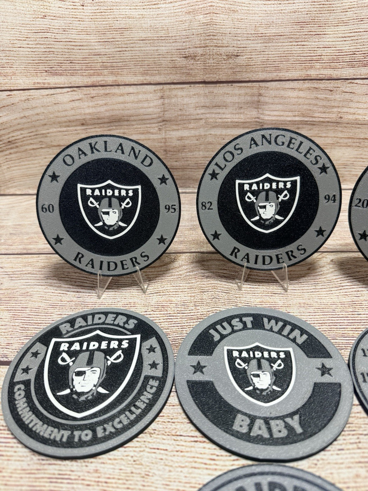 Las Vegas Raiders (Oakland And LA) Custom Drink Coasters Set Of 4 With Holder