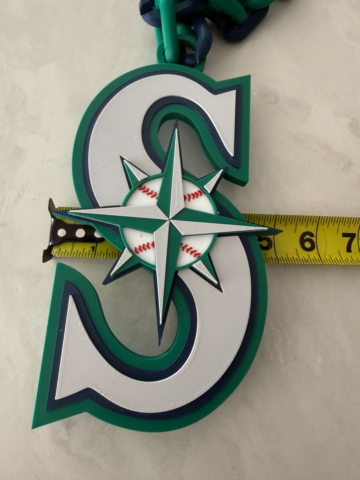 Seattle Mariners Oversized Turnover Chain Necklace, Pendant Handmade 3D Printed