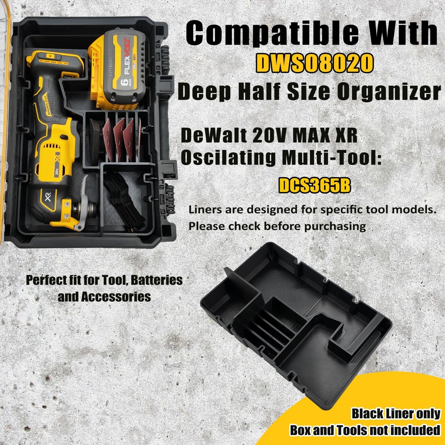 DeWALT Deep Compact Organizer 20V Oscillating Multi-Tool DCS365B (Insert Only)