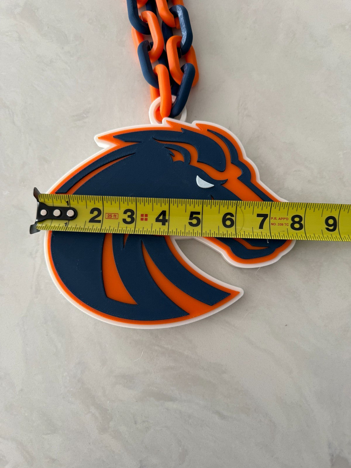 Boise State Broncos Logo Oversized Necklace Pendant Chain Handmade 3D Printed