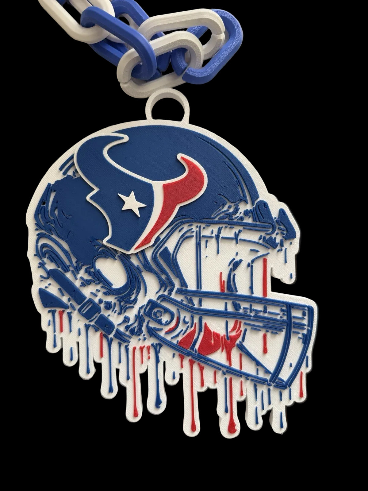 Houston Texans Custom NFL Helmet “Drip” Pendant 42” Chain Link Chain 3D printed