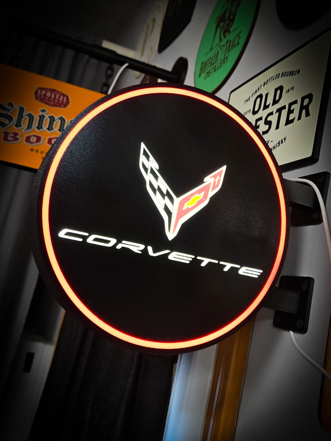 CORVETTE C8 12 Inch Light Box LED Sign 3D Printed Wall Decor Man Cave Garage