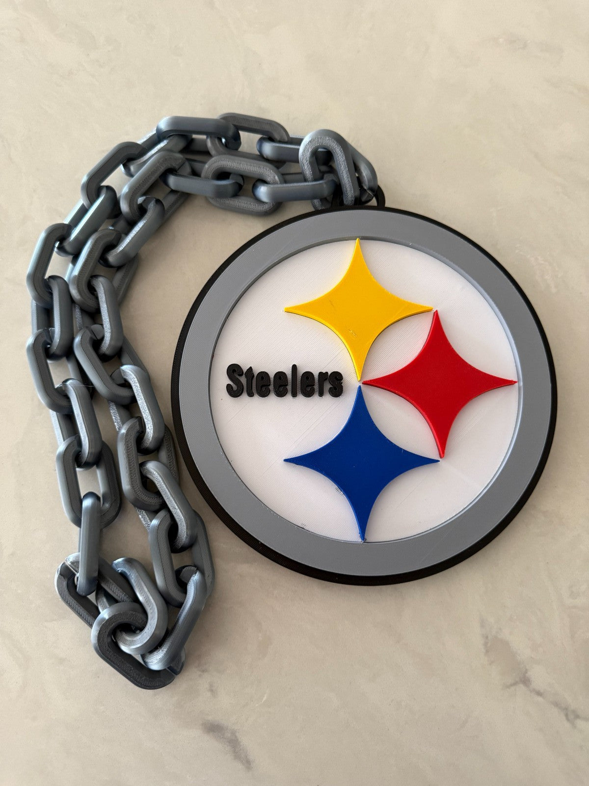 Pittsburgh Steelers Oversized Logo Pendant Turnover Chain HandMade 3D Printed