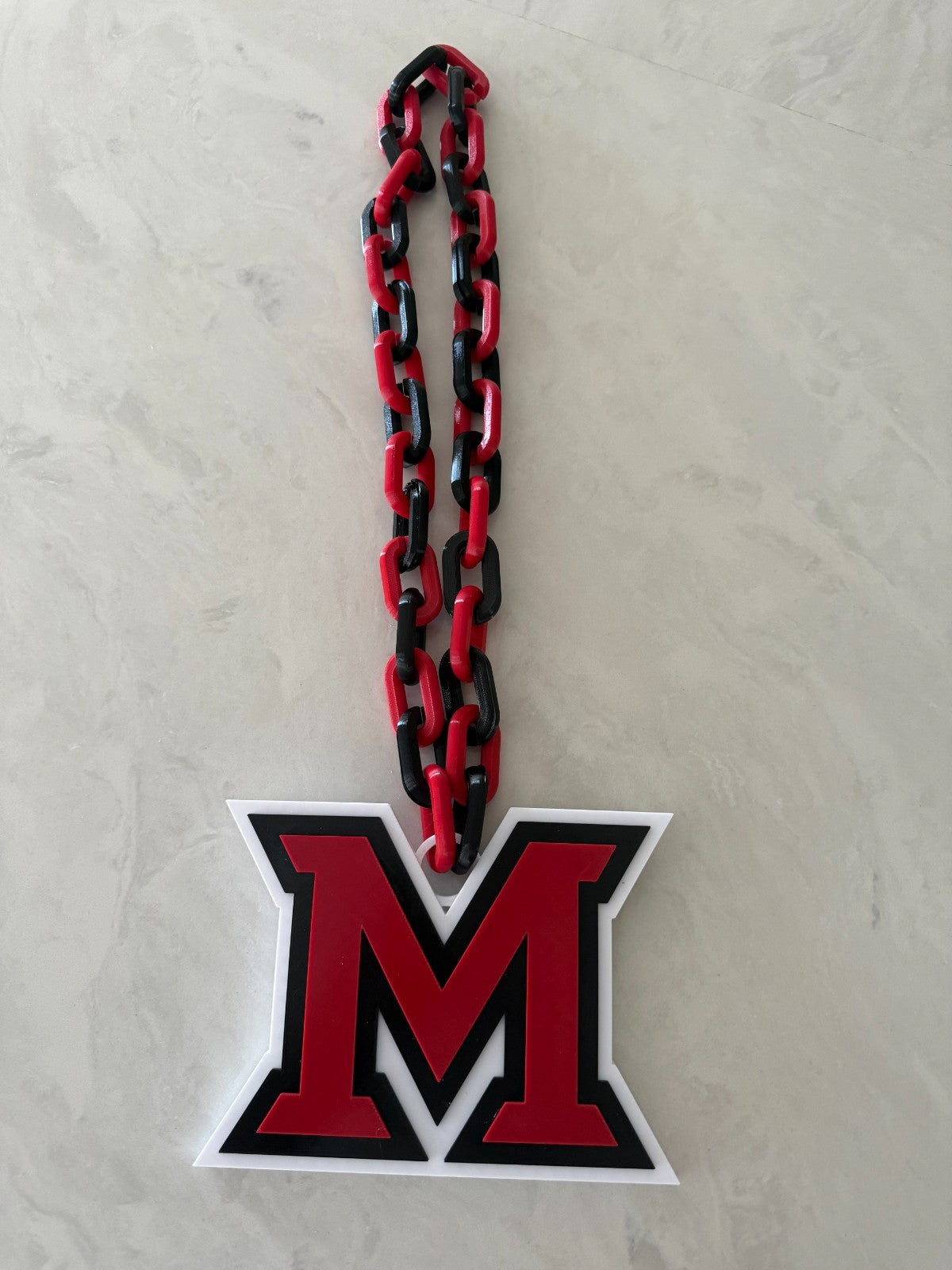 Miami (OH) RedHawks Logo Oversized Necklace Pendant Chain Gameday Or Tailgate