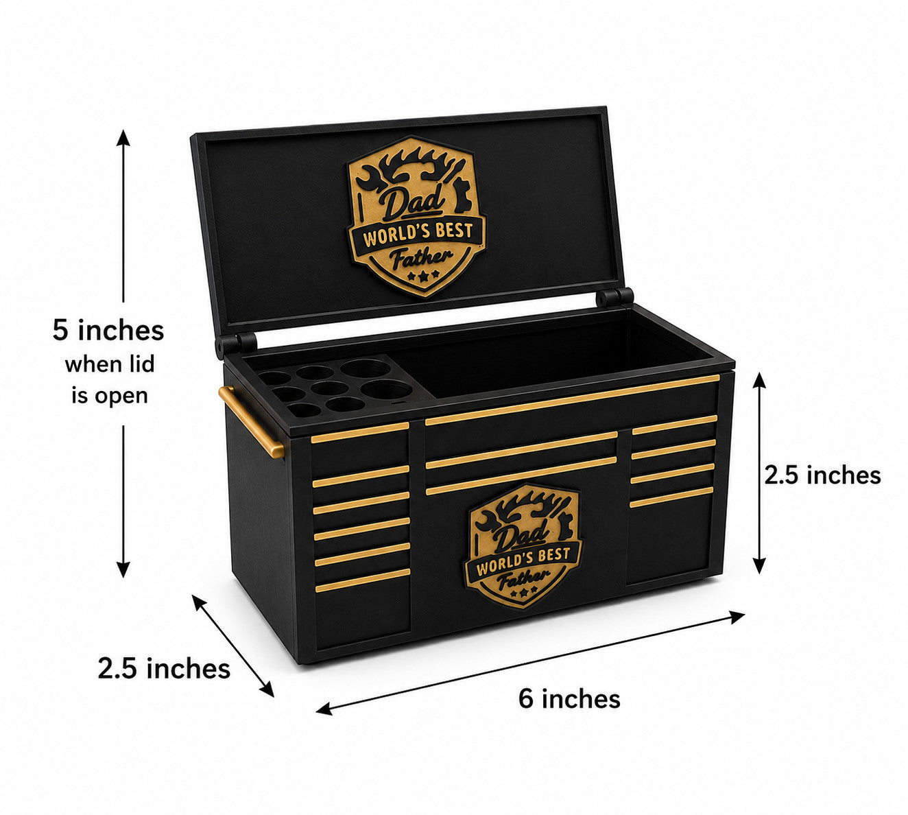 Toolbox Desk Organizer World's Dad | Father's Day Gift | Pen Holder & StorageBox
