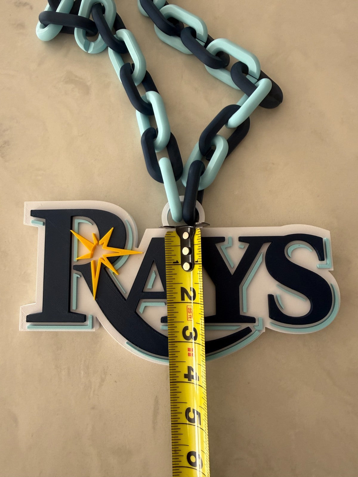 Tampa Bay Rays Oversized Necklace, Pendant Turnover Chain HandMade 3D Printed