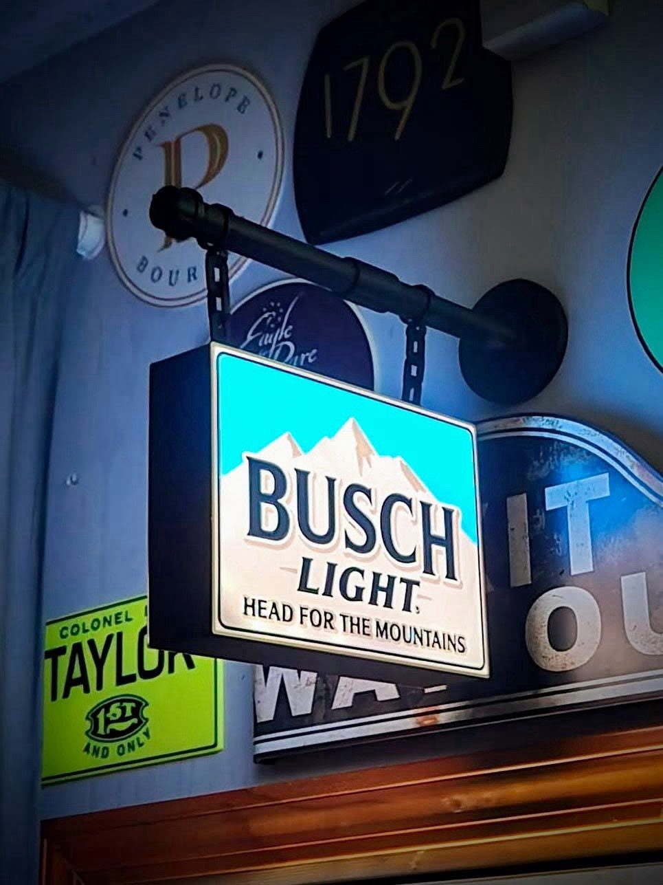 XL Busch Light Hanging LED Light Box | Double Sided Beer Bar Sign Decor