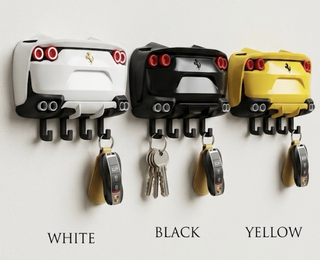 Car-Shaped Wall Mounted Plastic Key Hook Holder Rack, Red, Under 10 in