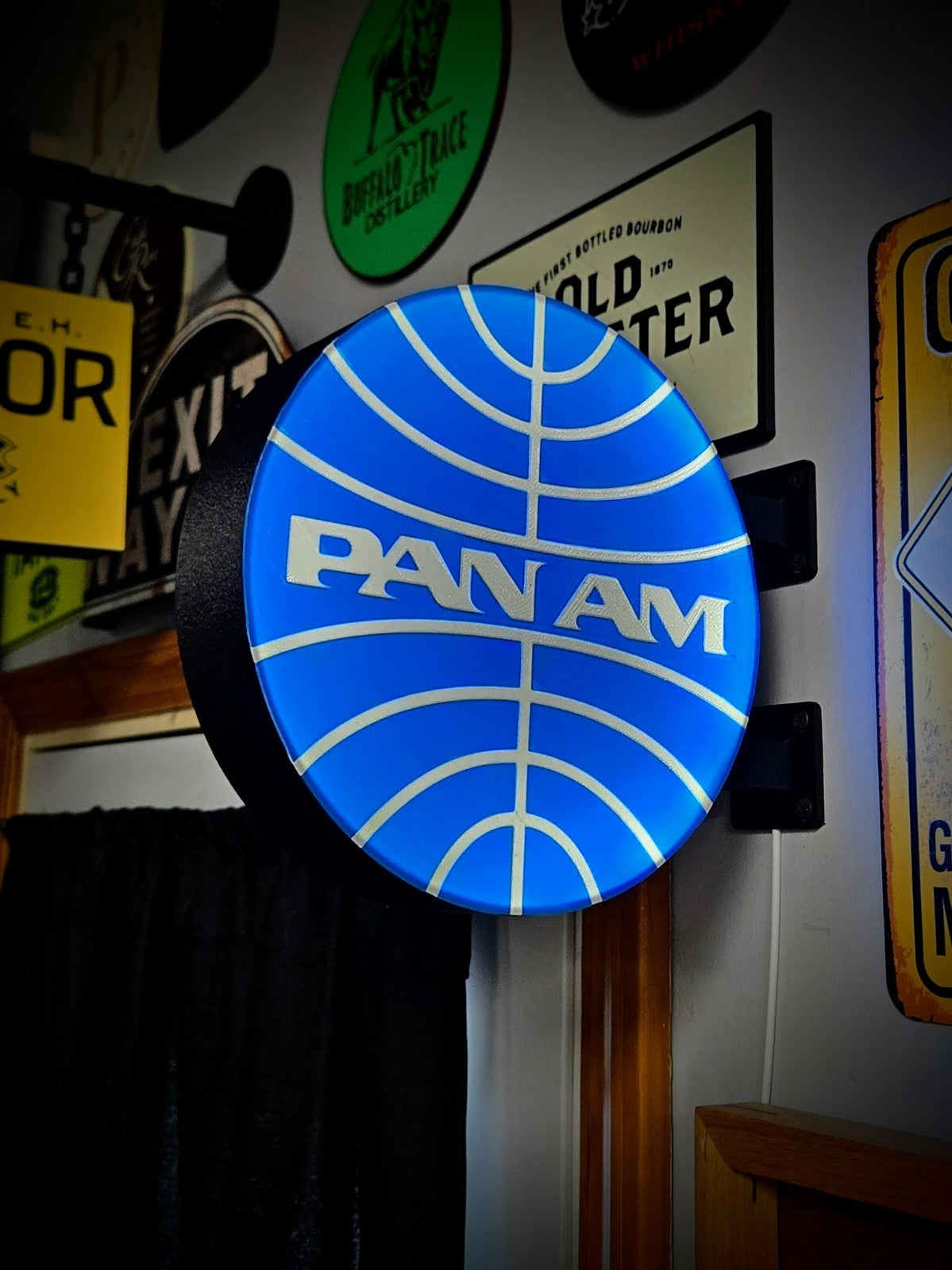 PAN-AM 12 Inch Light Box LED Sign 3D Printed Wall Decor Man Cave Garage